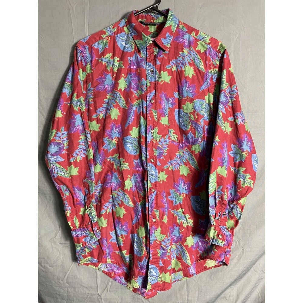 Vintage Kenneth Gordon Retford Leaf Print Sz 10‎ Button Collared Shirt Top